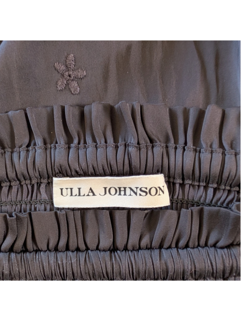 Ulla Johnson Strapless High Low Dress Skirt Black Smocked Embroidered Size 6 - Picture 5 of 13
